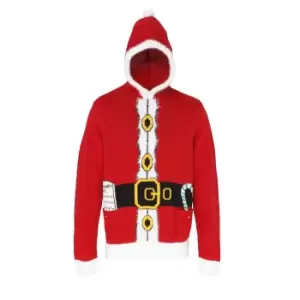 Christmas Shop Adults Unisex Hooded Santa Design Jumper/Sweatshirt (S) (Red)