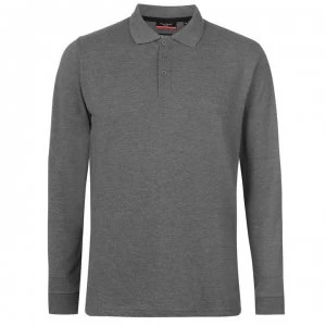 Pierre Cardin Plain Long Sleeve Polo Shirt Mens - Charcoal Marl