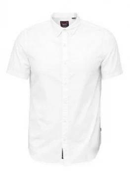 Superdry Classic Twill Lite Short Sleeve Shirt, White, Size XL, Men