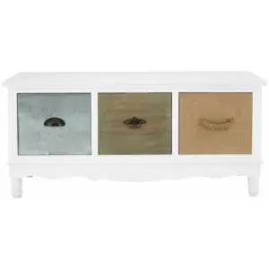 3 Drawer Coffee Table for Living Room Hemp Rope MDF Metal Coffee Table with Storage 3 Individual Drawers Living Room Table - Premier Housewares