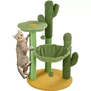 Pawhut - Cactus Tree for Indoor Cats, Modern Cat Tower with Hammock, Green - Green