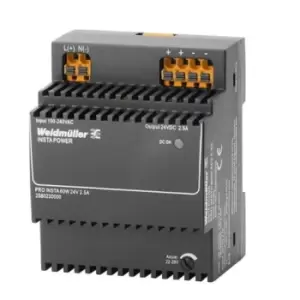 Weidmuller PRO INSTA DIN Rail Power Supply 85 264V Input, 24V Output, 2.5A