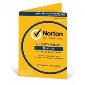 Norton Security Deluxe (3.0) 1 User (5 Devices) 12 Months Security Software (DVD Pack)