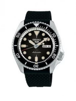Seiko 5 Silicone Strap Black Dial Watch