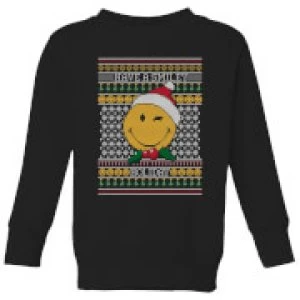 Smiley World Have A Smiley Holiday Kids Christmas Sweatshirt - Black - 11-12 Years