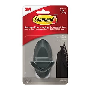 Command Double Hook Slate Grey