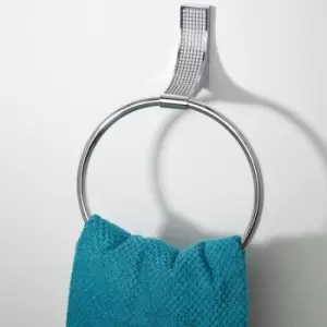 Bathroom Towel Ring Sparkle Chrome Wall Mounted Modern With Fixings - Silver - Vale Designs