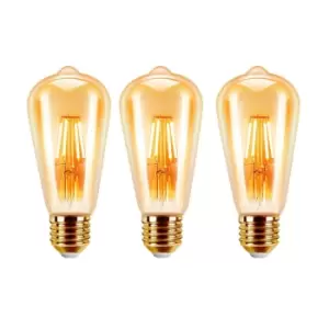 4W LED ST64 Filament Bulb E27, 64 x 142mm, 2200K (Pack of 3)