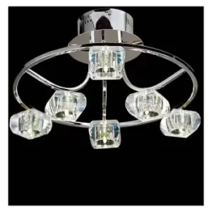 Diyas - Polana round semi-ceiling light 6 polished chrome bulbs