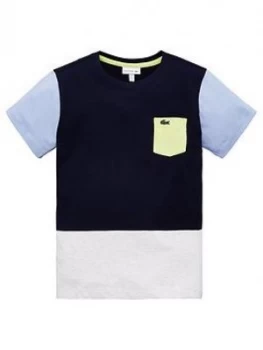 Lacoste Boys Short Sleeve Colourblock T-Shirt - Navy, Size 2 Years