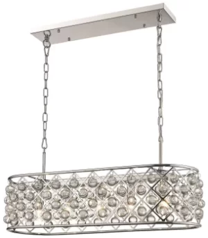 Spring 5 Light Oval Ceiling Pendant Chrome, Clear with Crystals, E14