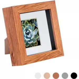 3D Box Photo Frame - 4 x 4' with 2 x 2' Mount - Dark Wood/White - Nicola Spring