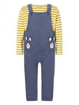 Monsoon Baby Boys Bear Dungaree and T-Shirt - Blue, Size 3-6 Months