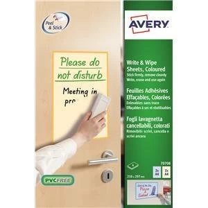 Original Avery A4 Write And Wipe Colour Mix Pack of 4 Sheets