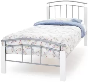 Serene Tetras 3ft Single White and Silver Metal Bed