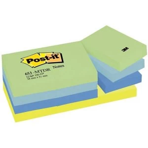 Post it Sticky Notes Repositionable 38x51mm Mint Rainbow Dreamy Colours 12 x 100 Sheets