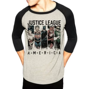 Justice League - America Mens Medium Baseball T-Shirt - White