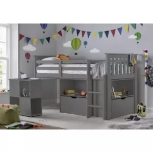 Milo Sleep Station Desk Storage Kids Bed Grey With Spring Mattress