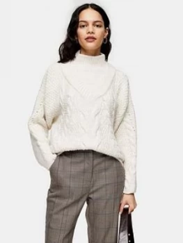 Topshop Cable Knit Jumper - Ivory