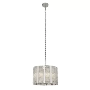 Alexandra 5 Light Satin Silver Ceiling Pendant with Aquatex Glass, Metal Bars