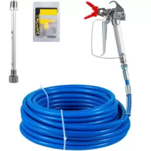 VEVOR Airless Paint Spray Hose Kit, 50ft 3600psi High-Pressure Fiber Tube with 8" Extension Rod Pole, Including 517 Tip and Tip Guard, 1/4" Swivel Joi