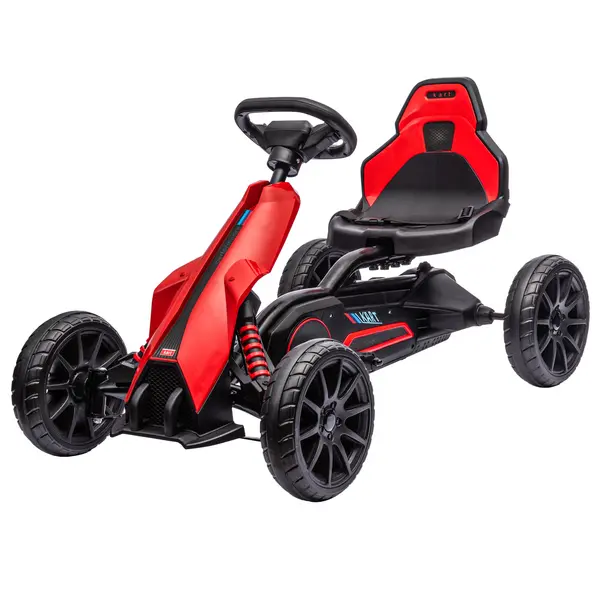 HOMCOM 12V Electric Go Kart for Kids, Ride-On Racing Go Kart w/ Forward Reversing, Rechargeable Battery, 2 Speeds, for Kids Aged 3-8, Red