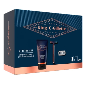 King C Gillette Double Edge Razor 5 Blades & Shave Gel Gift Set