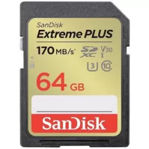 SanDisk Extreme PLUS SDXC card 64GB UHS-Class 3 shockproof, Waterproof