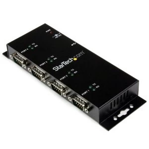 4 Port USB to DB9 RS232 Serial Adapter Hub Industrial DIN Rail and Wall Mountable