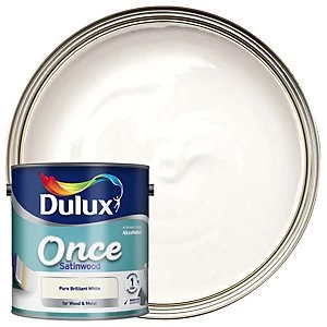 Dulux Once Pure Brilliant White Satinwood Paint 2.5L