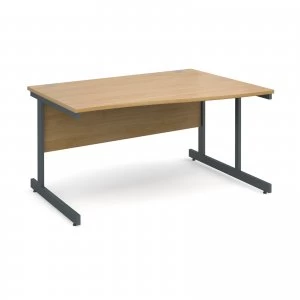 Contract 25 Right Hand Wave Desk 1400mm - Graphite Cantilever Frame o