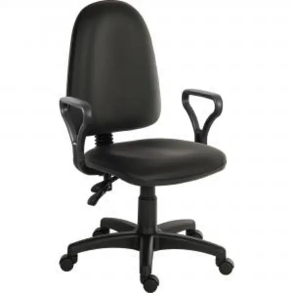 Ergo Twin High Back PU Operator Office Chair with Fixed Arms Black - EXR13089TK