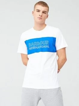 Barbour International Panel Logo T-Shirt - White, Size S, Men