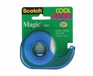3M Scotch Magic Tape 19mm x 19m with Coloured Dispenser Cool Color