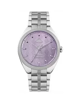 Vivienne Westwood The Mews Ladies Quartz Watch with Purple Dial & Silver Stainless Steel Bracelet, Silver, Women