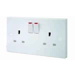 Bg White Double 13A Switched Socket & White Inserts