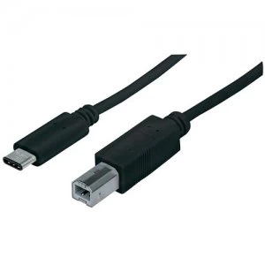 Manhattan USB-C to USB-B Cable 1m Male to Male 480 Mbps USB 2.0) Hi-Speed USB Black Lifetime Warranty Polybag