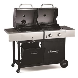Outback Dual Fuel 2-Burner Gas and Charcoal Trolley BBQ