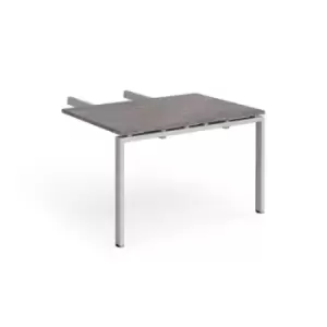 Adapt add on unit double return desk 800mm x 1200mm - silver frame and grey oak top