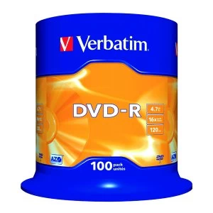Verbatim 100x Blank 4.7GB DVD-R Non Printable Spindle