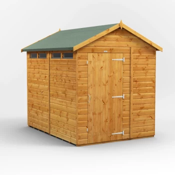 8x6 Power Apex Security Shed - Brown