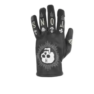 Helstons Kustom Summer Leather Black Skull Gloves T9