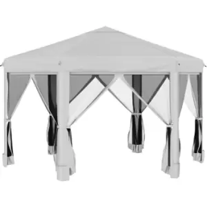 3.2m Pop Up Gazebo Hexagonal Canopy Tent Outdoor w/Sidewalls Light Grey - Light Grey - Outsunny
