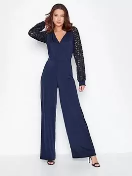 Long Tall Sally Tall Navy Lace Back Jumpsuit, Blue, Size 10-12, Women