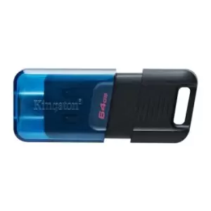 Kingston Technology DataTraveler 80 USB flash drive 64GB USB Type-C 3.2 Gen 1 (3.1 Gen 1) Black Blue
