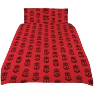 Liverpool FC Reversible Checkerboard Duvet Cover Set (Double) (Grey/Black/Red)