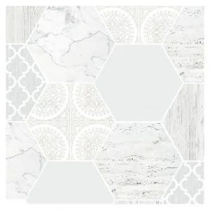 Contour Hexagonal Marble Grey Wallpaper