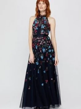 Monsoon Anna Floral Embellished Maxi Dress - Navy