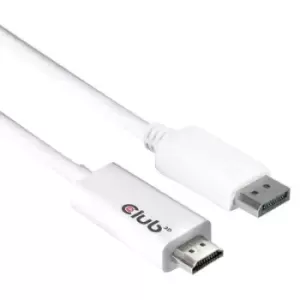 club3D DisplayPort / HDMI Adapter cable DisplayPort plug, HDMI-A plug 3m White CAC-1073 DisplayPort cable