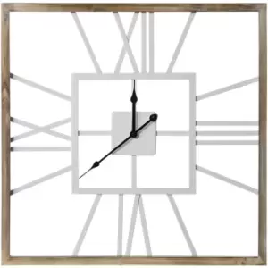 60cm Silent Large Wall Clock with Roman Numeral, Non Ticking, Distressed - White - Homcom